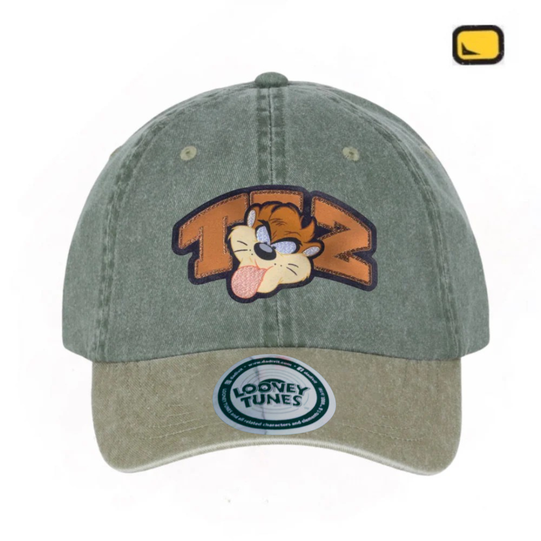 Gorra Looney Tunes Taz Verde/Beige Tipo Deslavada