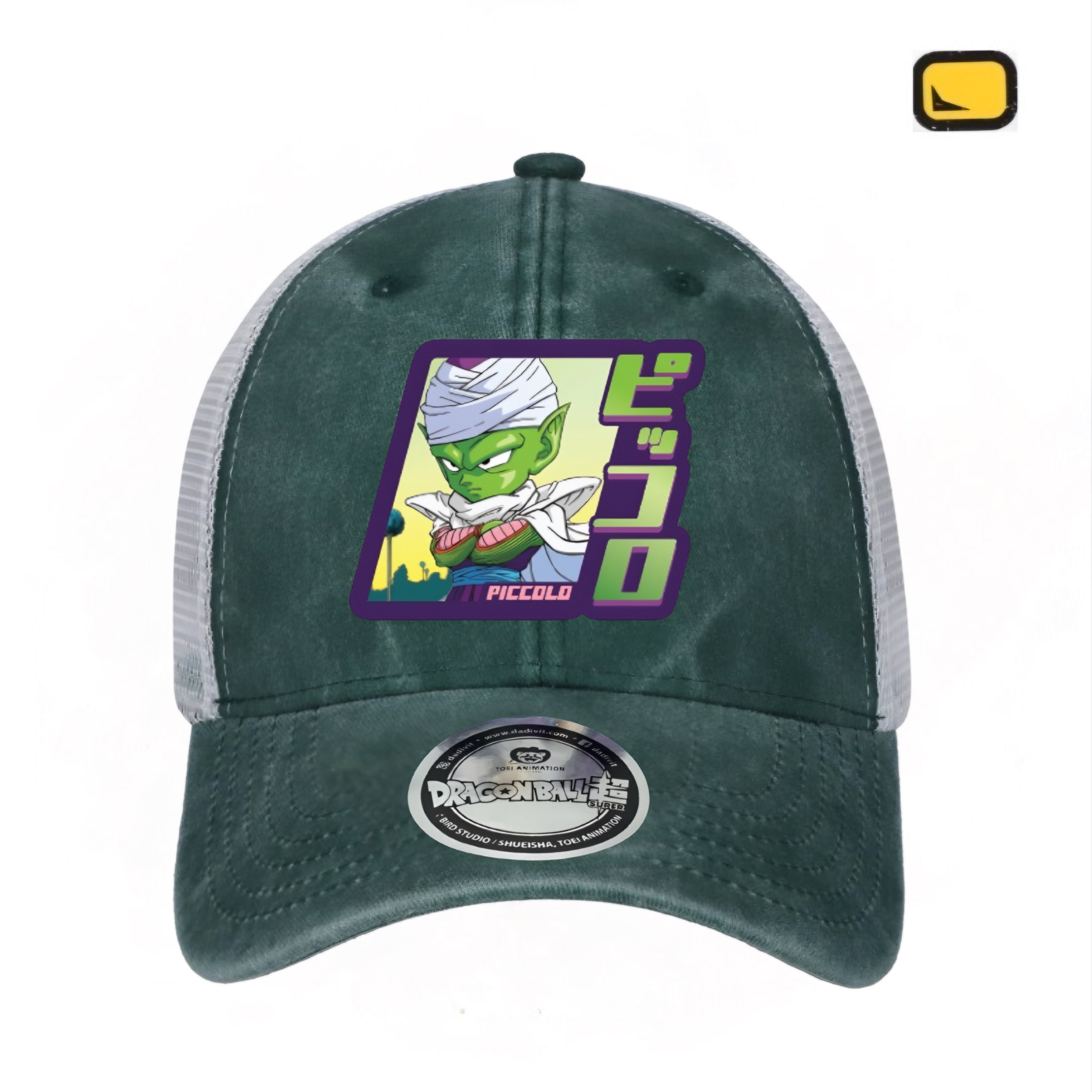 Gorra Dragon Ball Z Chibi Piccolo Verde/Blanca Tipo Trucker Deslavada
