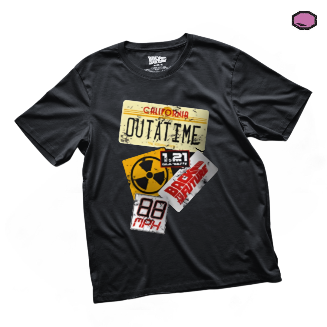 Playera Back to the Future Placa Outatime Negra