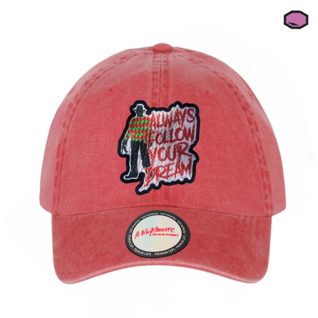 Gorra A Nightmare on Elm Street Freddy Krueger Roja Tipo Deslavada