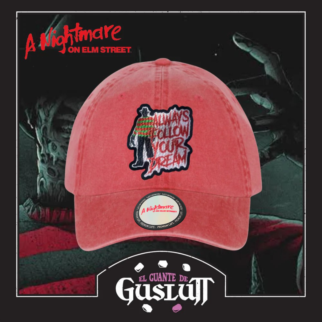Gorra A Nightmare on Elm Street Freddy Krueger Roja Tipo Deslavada