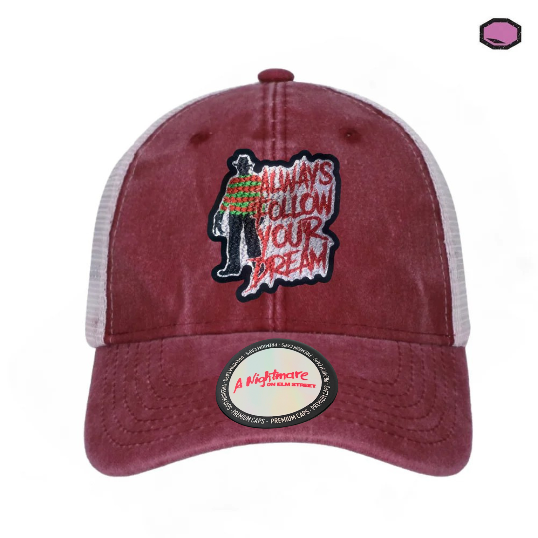 Gorra A Nightmare on Elm Street Freddy Krueger Roja/Blanca Tipo Trucker Deslavada