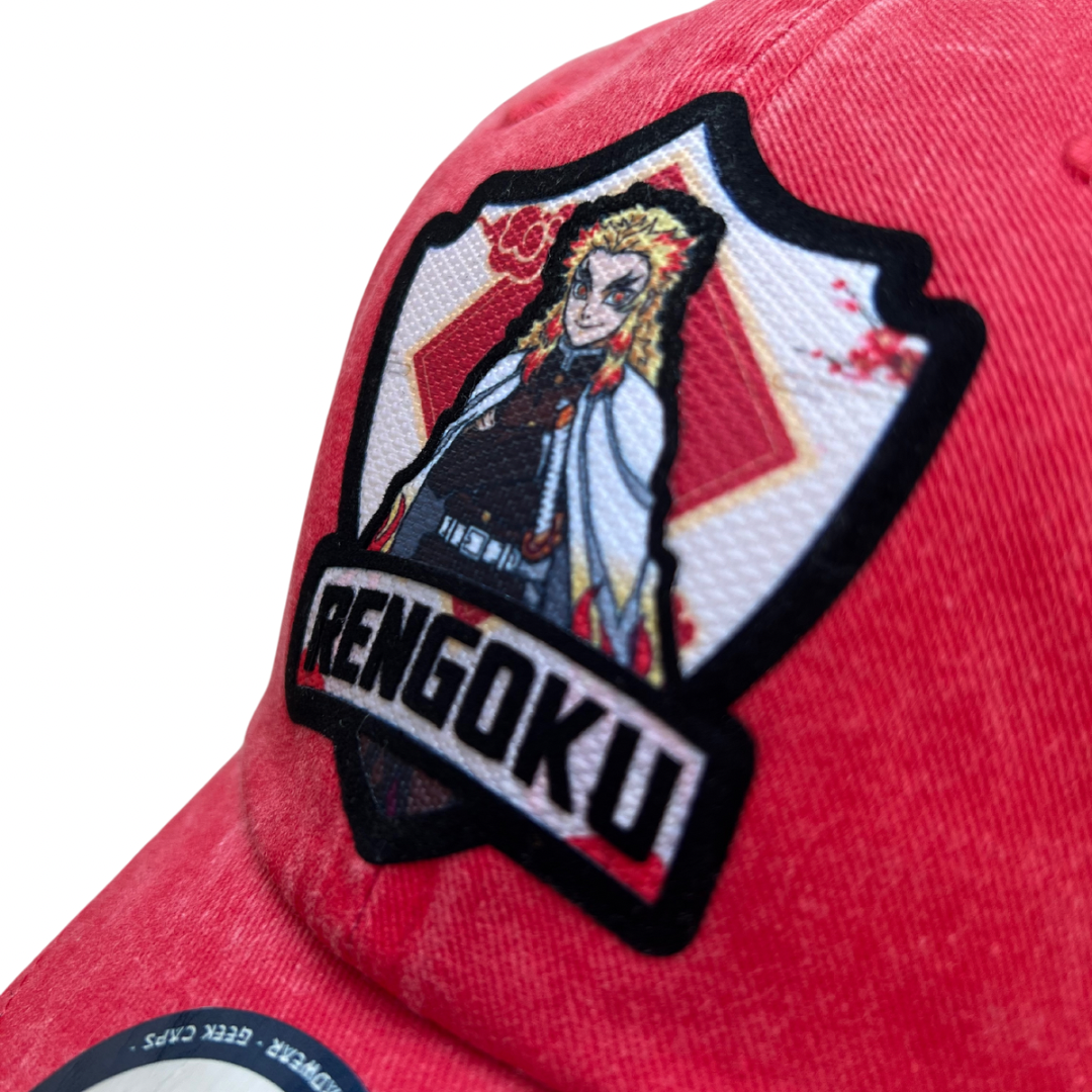Gorra Demon Slayer: Kimetsu No Yaiba Pilar de la Llama Kyojuro Rengoku Roja Tipo Deslavada