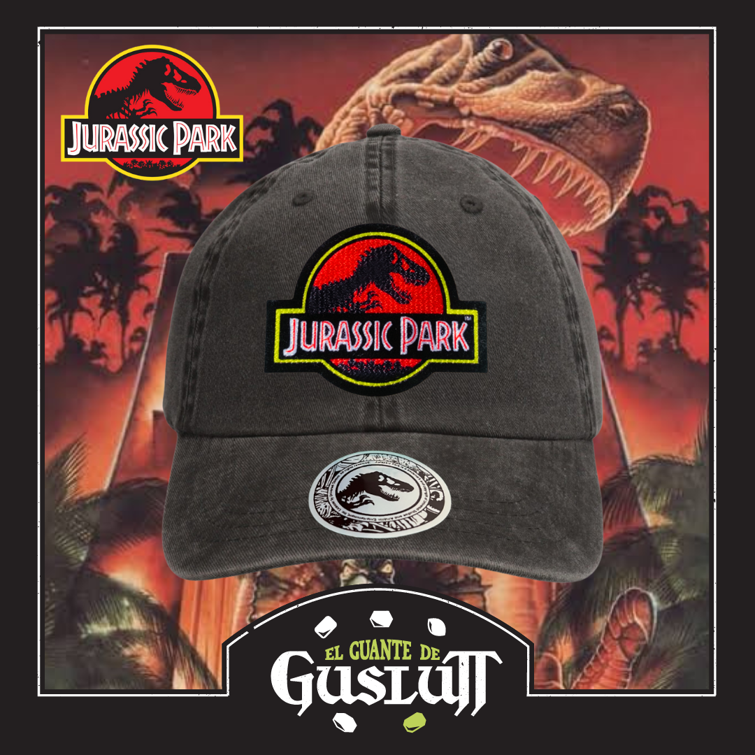 Gorra Jurassic Park Logo Clásico Rojo Tipo Deslavada