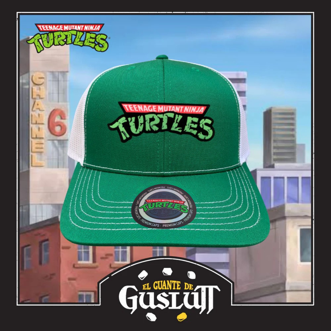 Gorra Tortugas Ninja Logo Clásico Verde/Blanca Tipo Trucker Premium