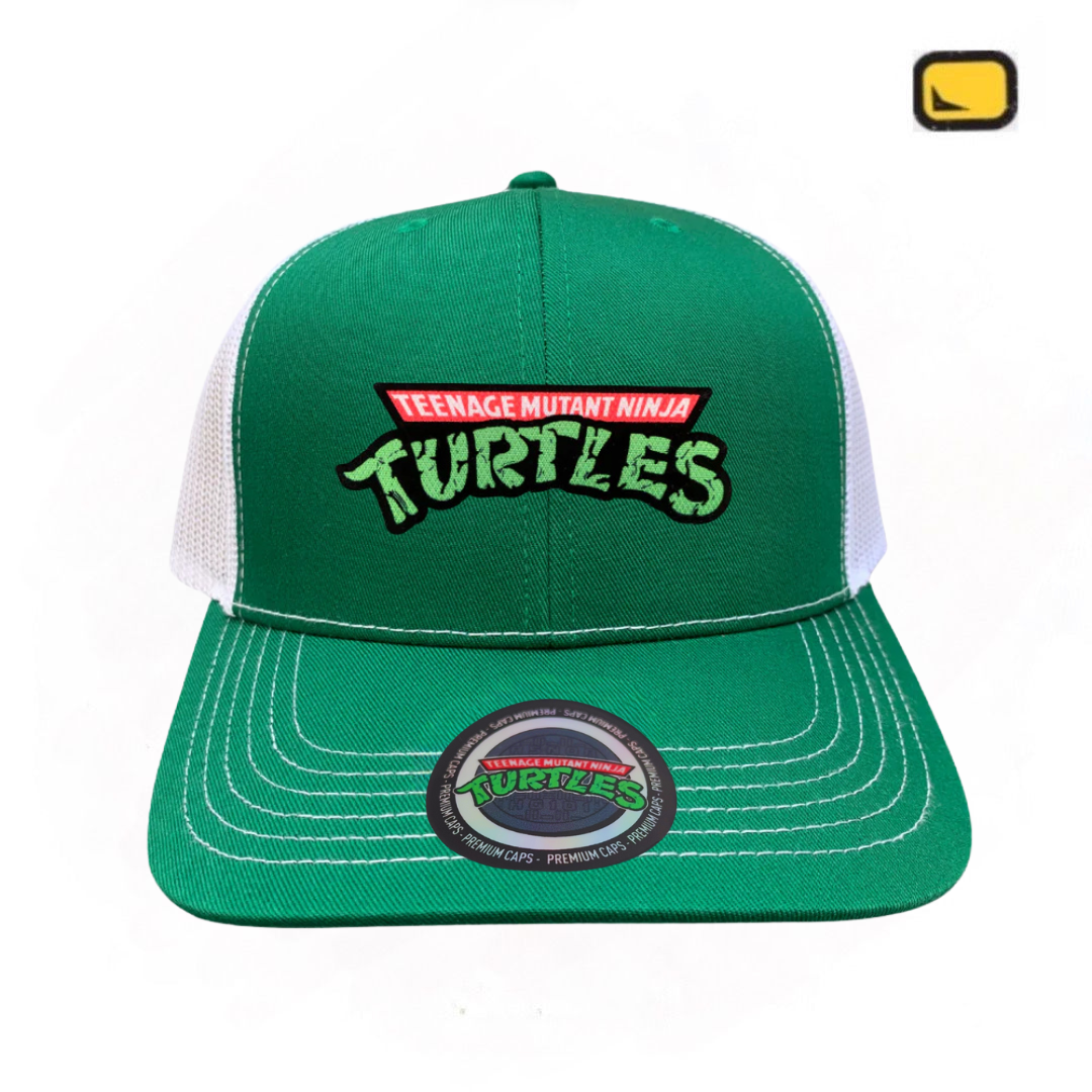 Gorra Tortugas Ninja Logo Clásico Verde/Blanca Tipo Trucker Premium