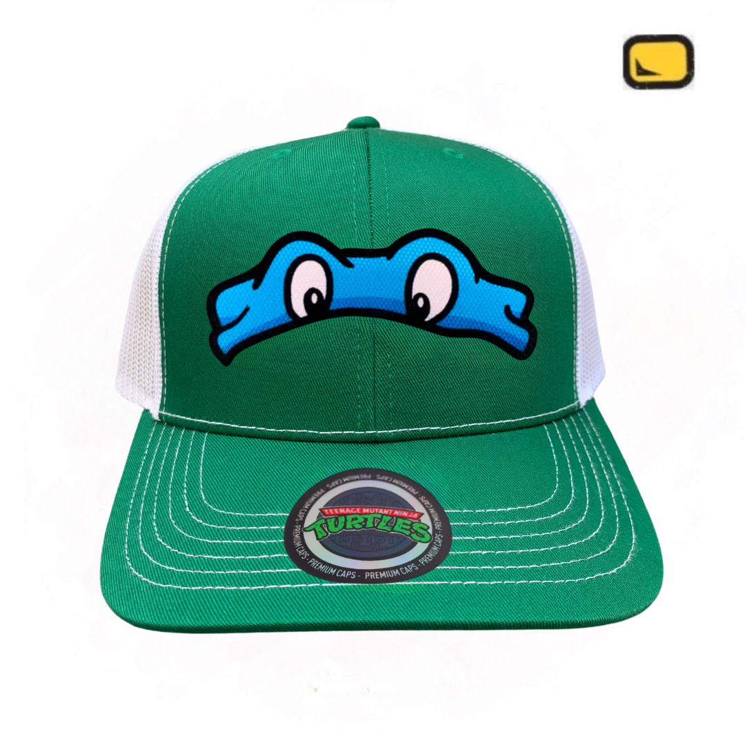 Gorra Tortugas Ninja Leonardo Verde-Blanca Tipo Trucker Premium