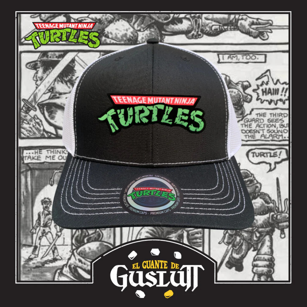 Gorra Tortugas Ninja Logo Clásico Negro/Blanco Tipo Trucker Premium