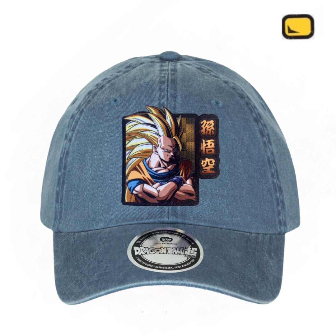 Gorra Dragon Ball Z Goku Super Saiyan 3 Azul Tipo Deslavada