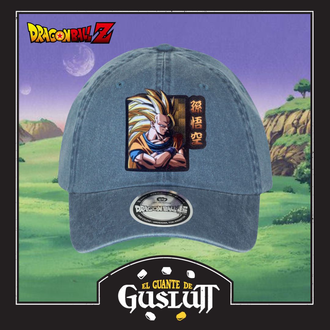 Gorra Dragon Ball Z Goku Super Saiyan 3 Azul Tipo Deslavada