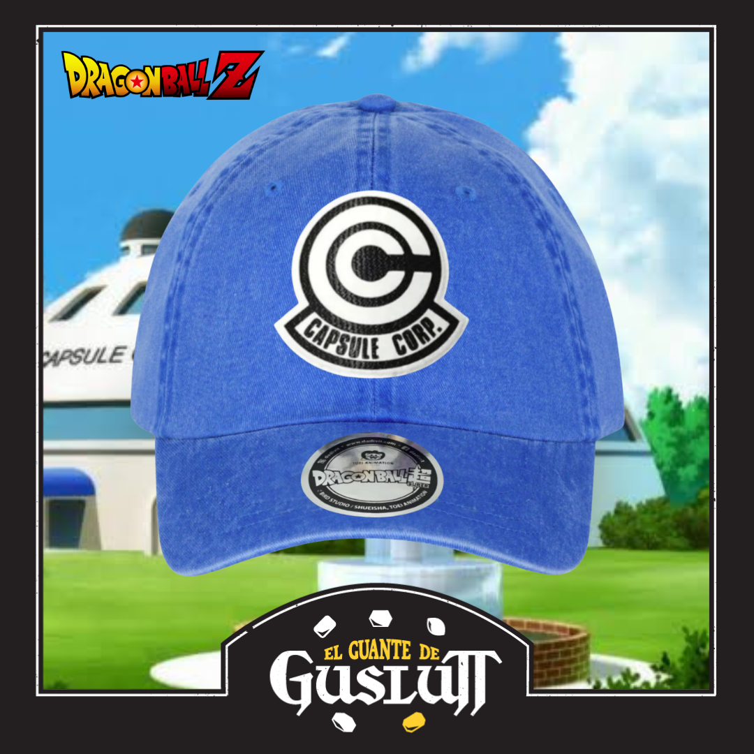 Gorra Dragon Ball Z Capsule Corp Logo Azul Royal Tipo Deslavada