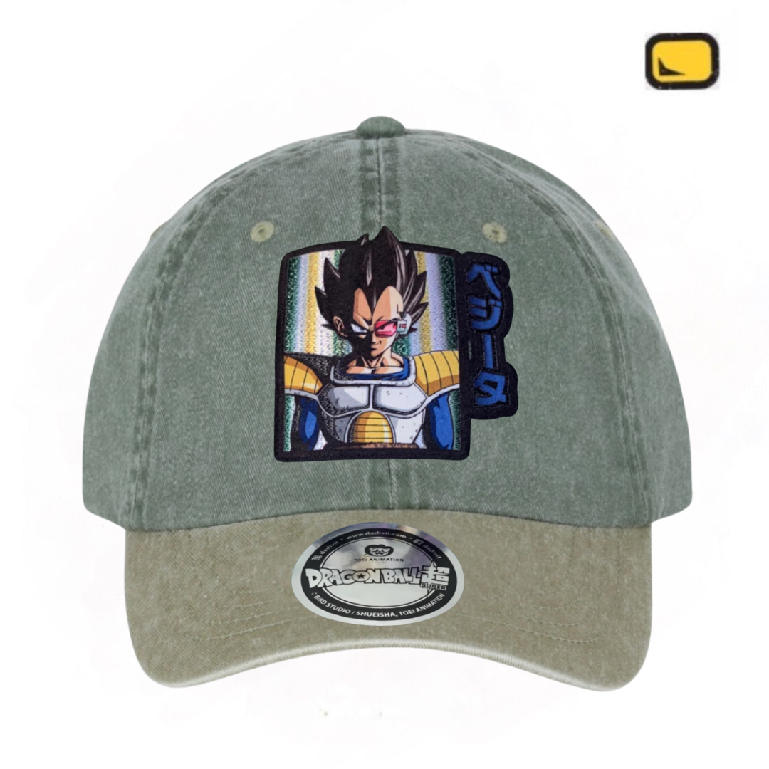 Gorra Dragon Ball Z Vegeta Verde/Beige Tipo Deslavada