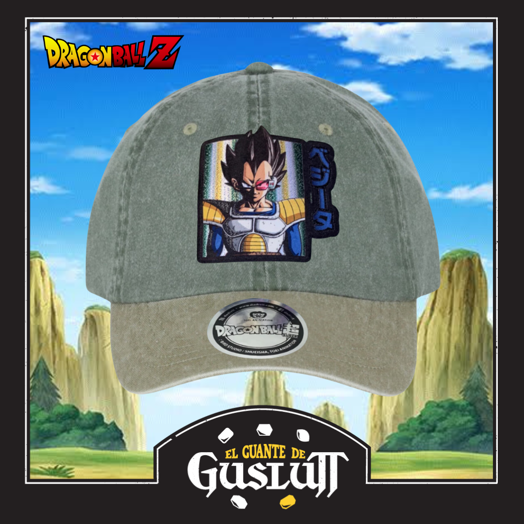Gorra Dragon Ball Z Vegeta Verde/Beige Tipo Deslavada