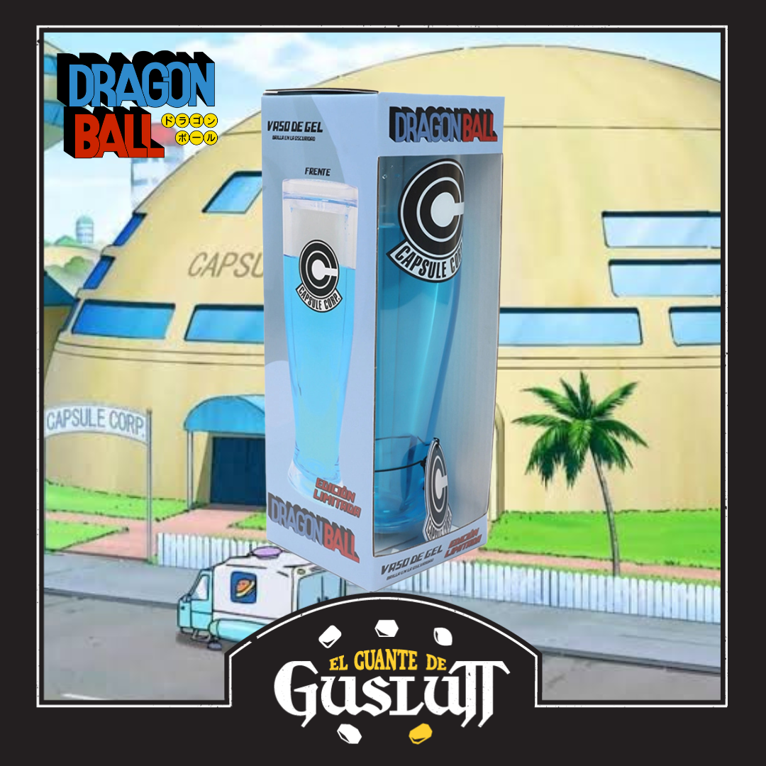 Vaso Dragon Ball Capsule Corp Logo con efecto de brillo en la oscuridad