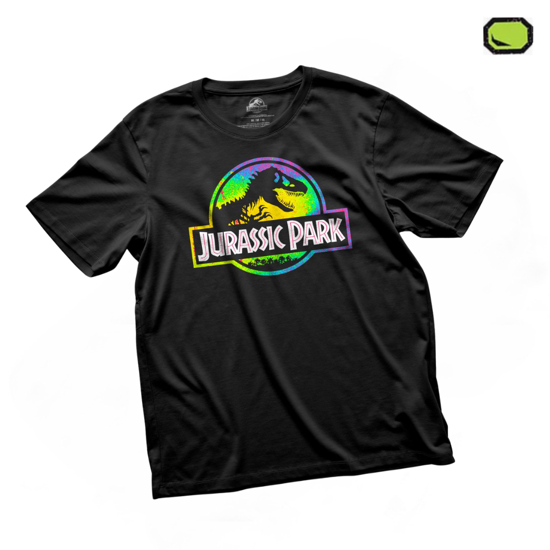 Playera Jurassic Park Logo Neón Negra