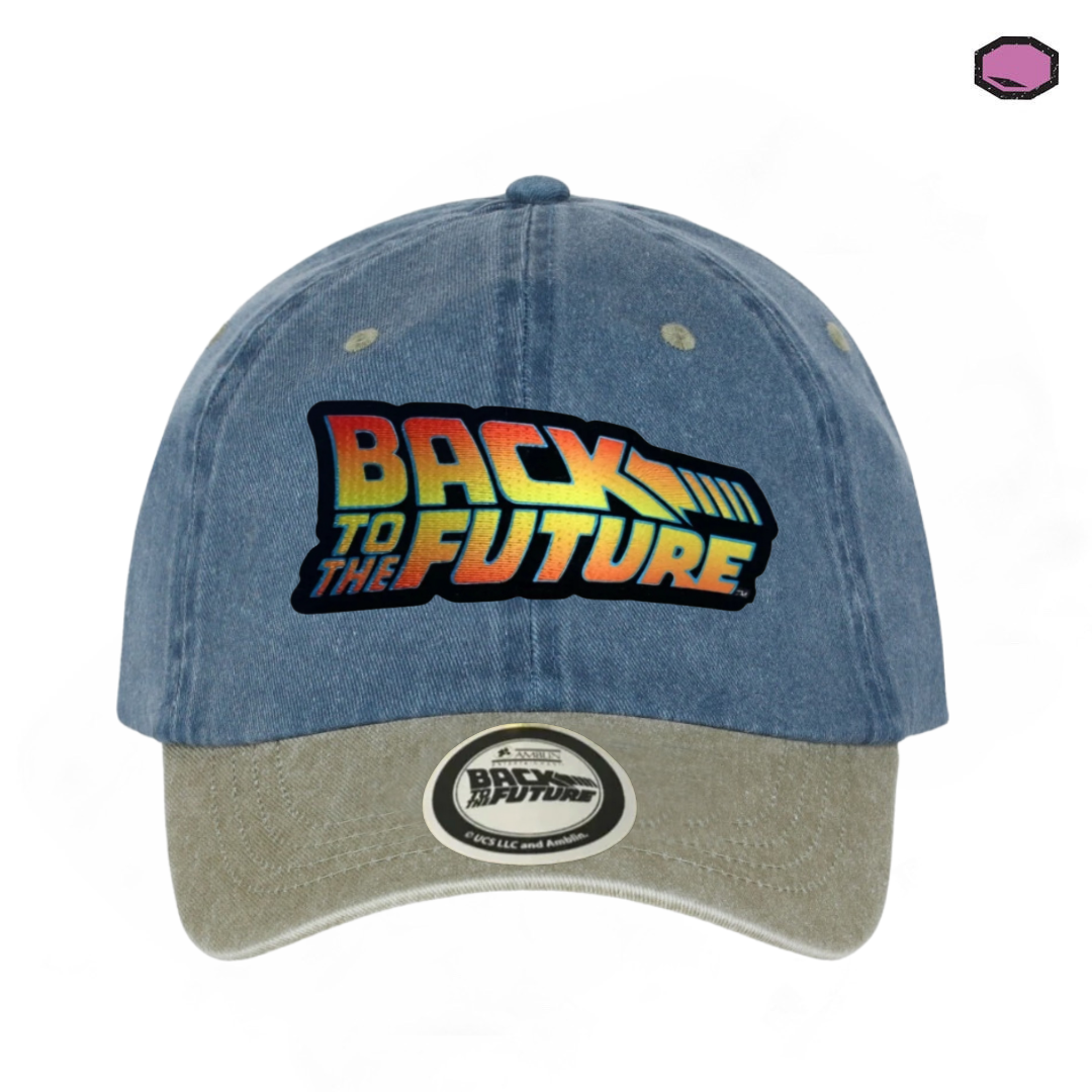 Gorra Back to the Future Logo Clásico Azul/Beige Tipo Deslavada