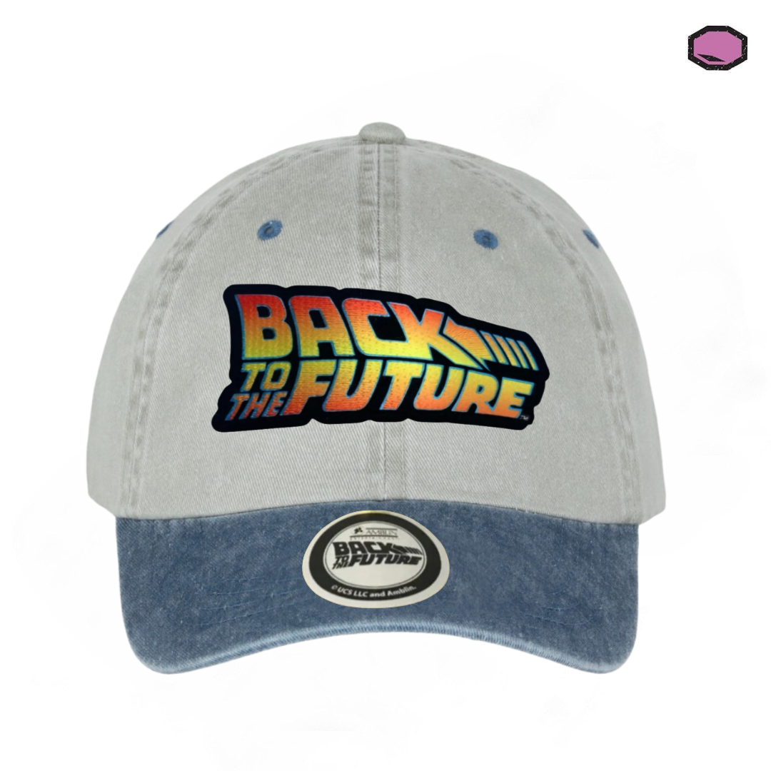 Gorra Back to the Future Logo Clásico Beige/Azul Tipo Deslavada