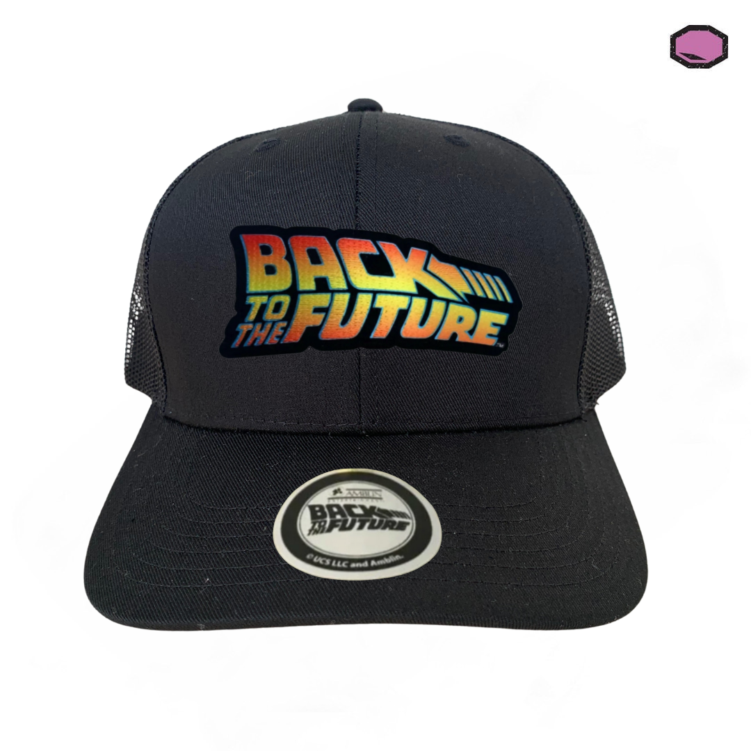 Gorra Back to the Future Logo Clásico Tipo Trucker Premium Negra