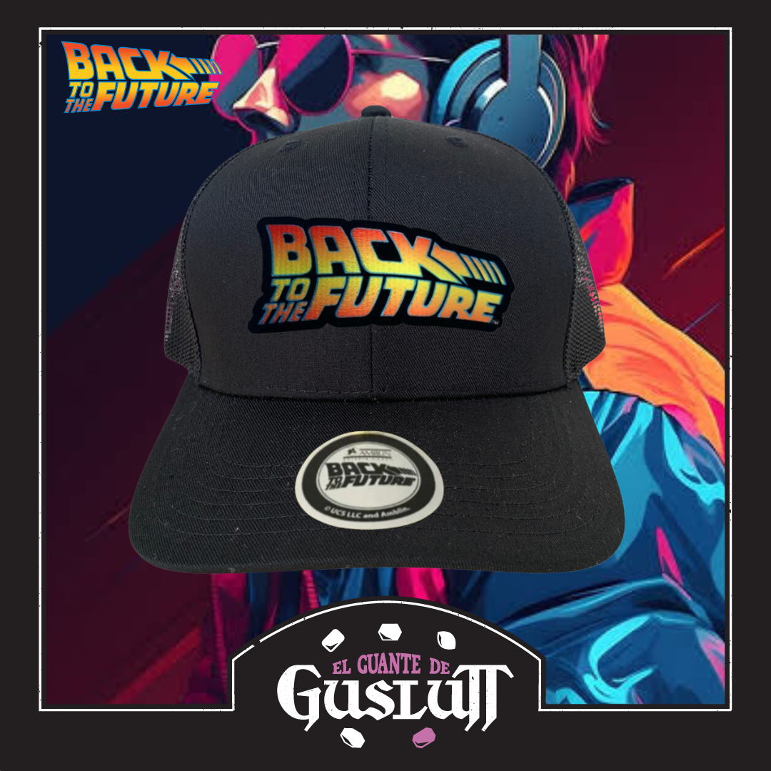 Gorra Back to the Future Logo Clásico Tipo Trucker Premium Negra