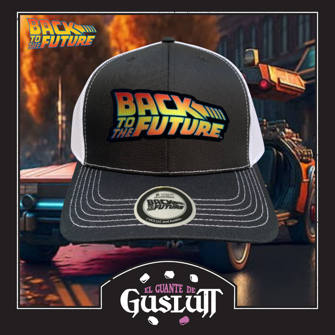 Gorra Back to the Future Logo Clásico Negra/Blanca Tipo Trucker Premium