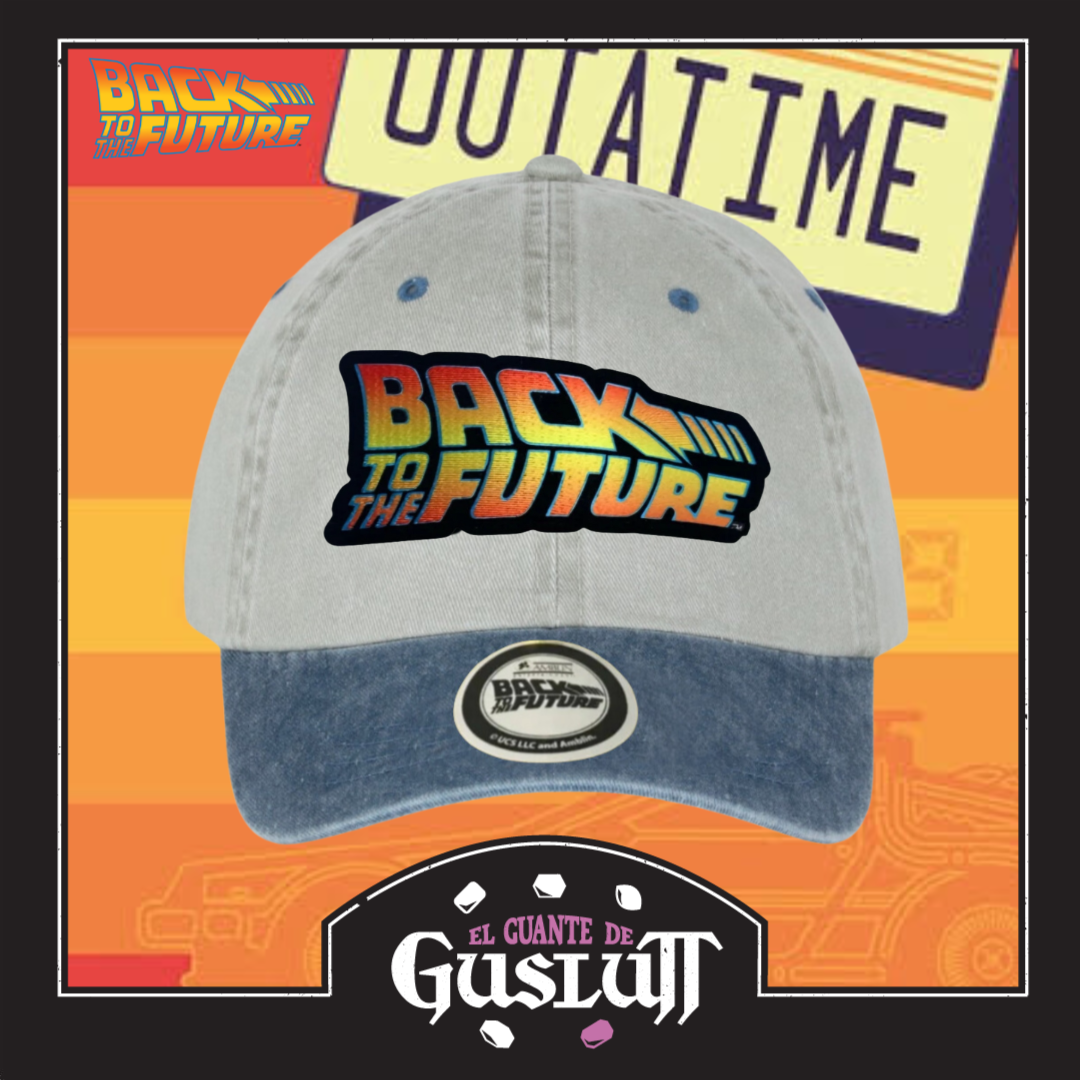 Gorra Back to the Future Logo Clásico Beige/Azul Tipo Deslavada