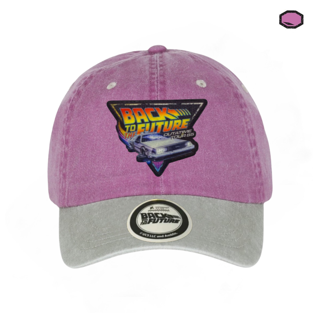 Gorra Back to the Future Outatime Tour 85 Uva/Beige Tipo Deslavada