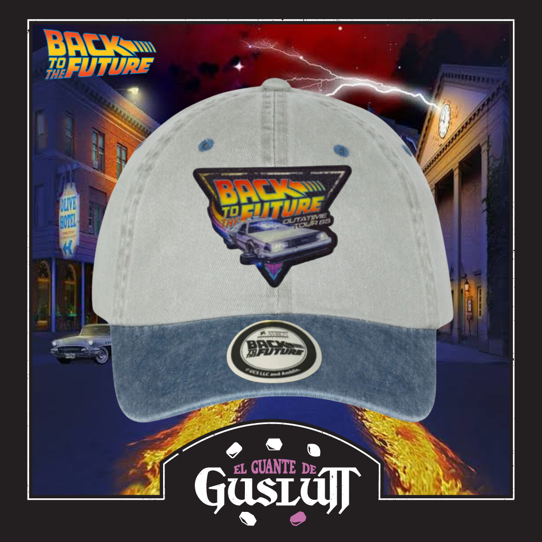 Gorra Back to the Future Outatime Tour 85 Beige/Azul Tipo Deslavada
