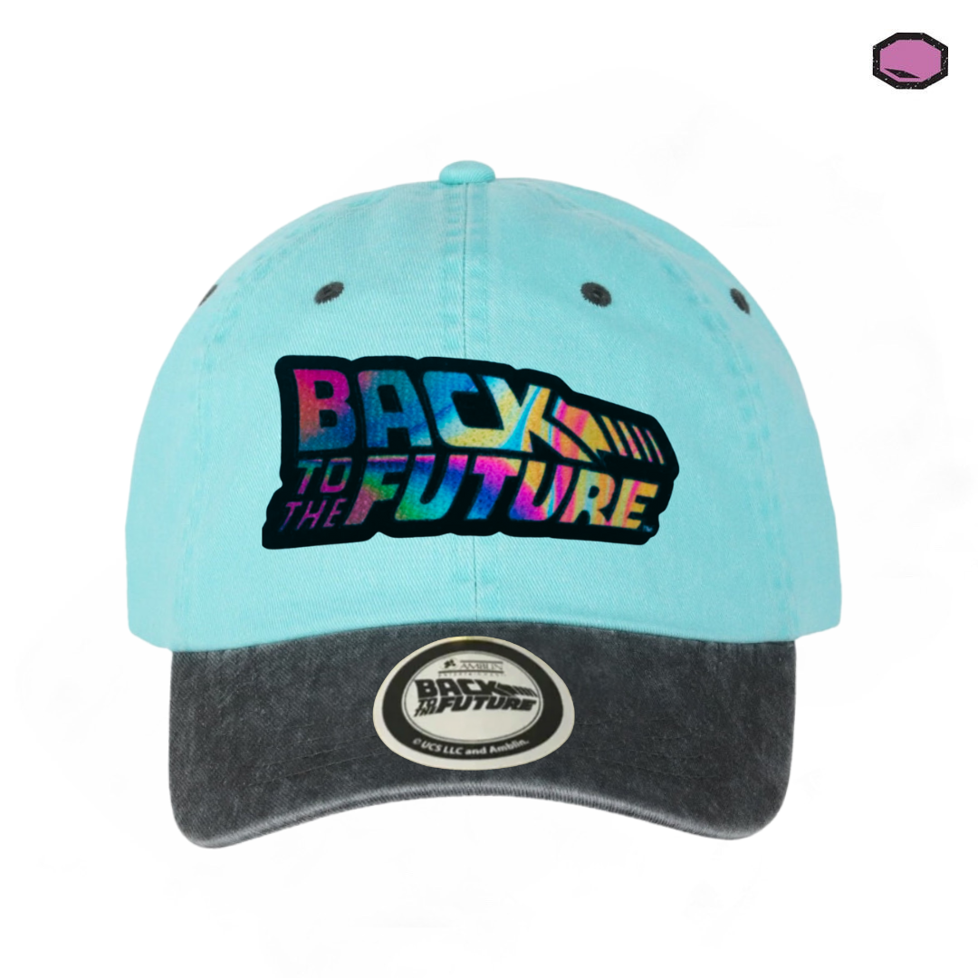 Gorra Back to the Future Logo Clásico Tornasol Menta/Gris Tipo Deslavada