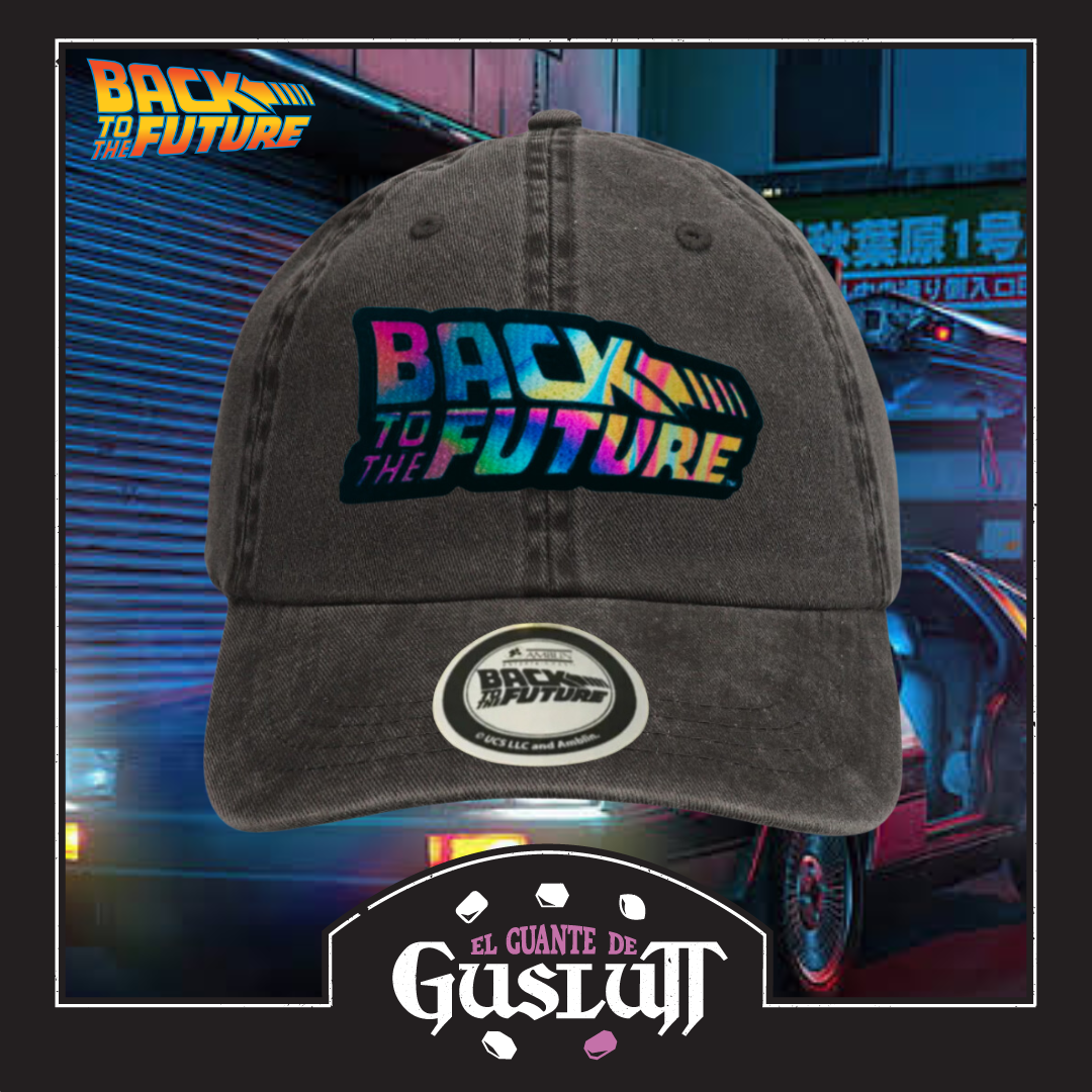 Gorra Back to the Future Logo Clásico Tornasol Gris Tipo Deslavada