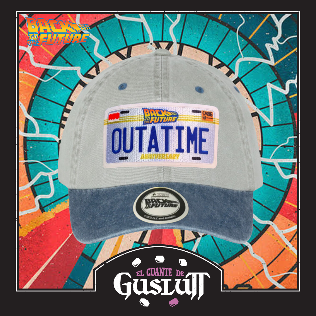 Gorra Back to the Future Placa Outatime 35 Aniversario Beige/Azul Tipo Deslavada