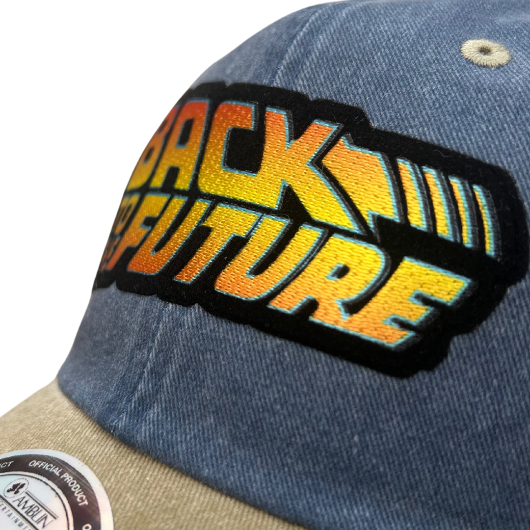 Gorra Back to the Future Logo Clásico Azul/Beige Tipo Deslavada