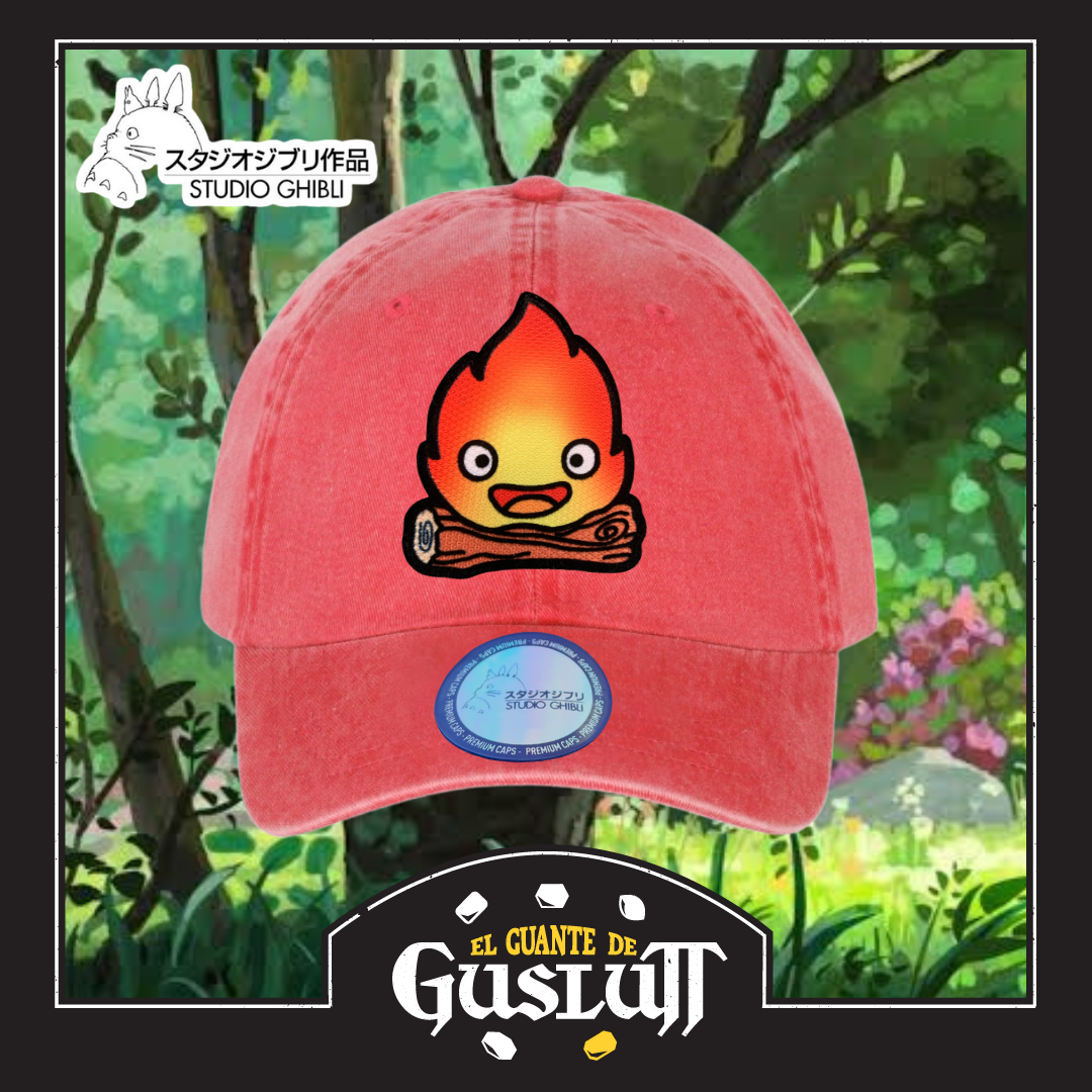 Gorra Studio Ghibli Howl’s moving castle “Calcifer” Roja Vintage