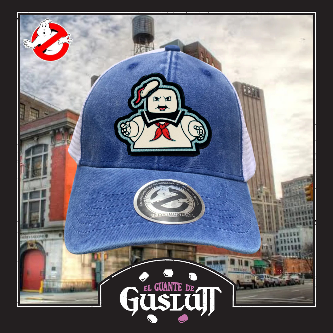 Gorra Los Cazafantasmas Stay Puft Azul Royal/Blanca Tipo Trucker Deslavada