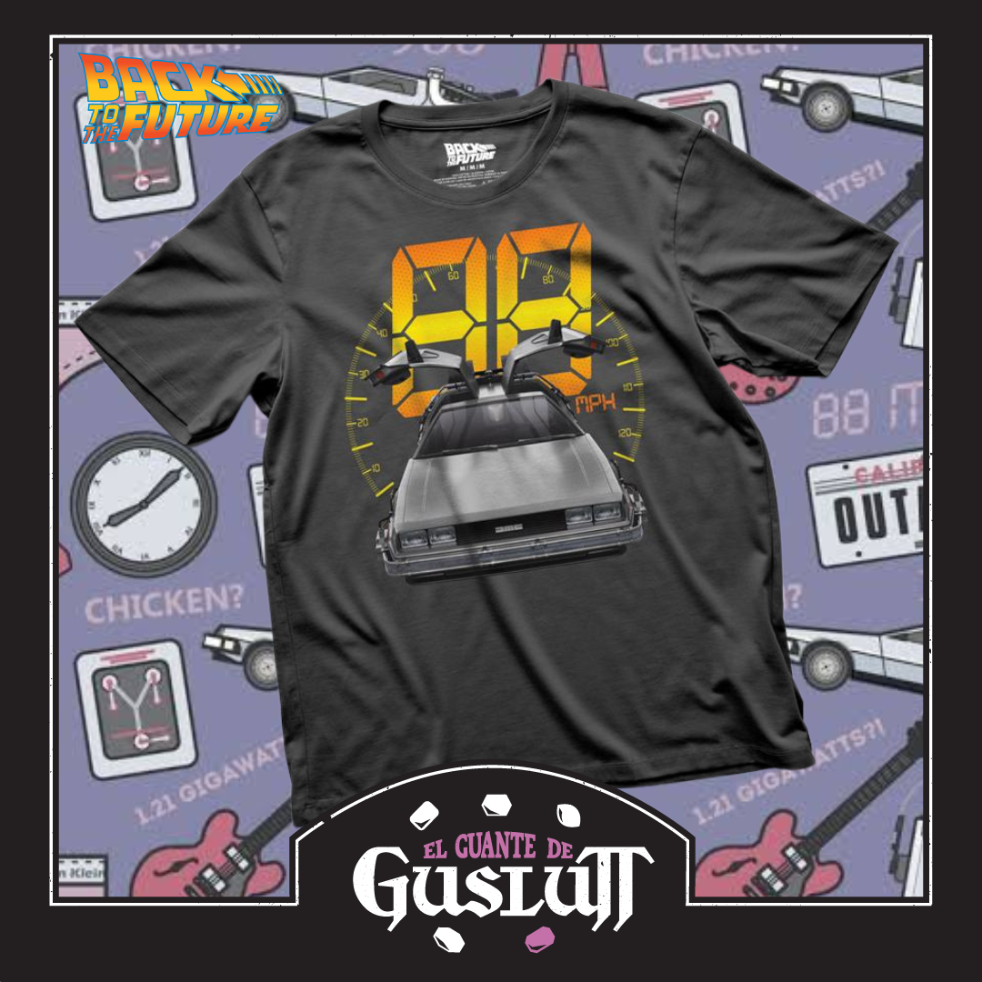 Playera Back to the Future Delorean 88 Millas por hora Negra
