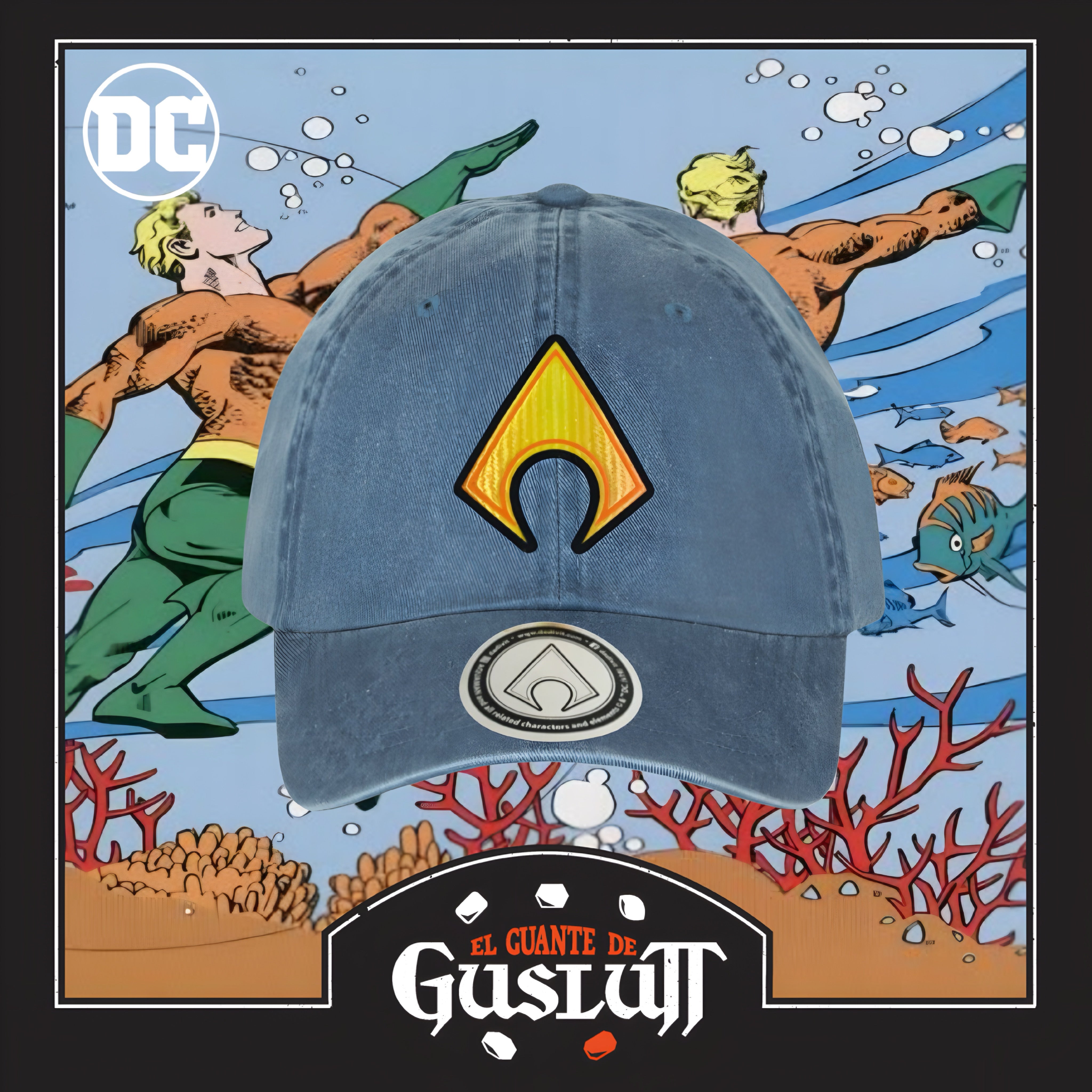 Gorra DC Comics Aquaman Logo Clásico Azul Tipo Deslavada