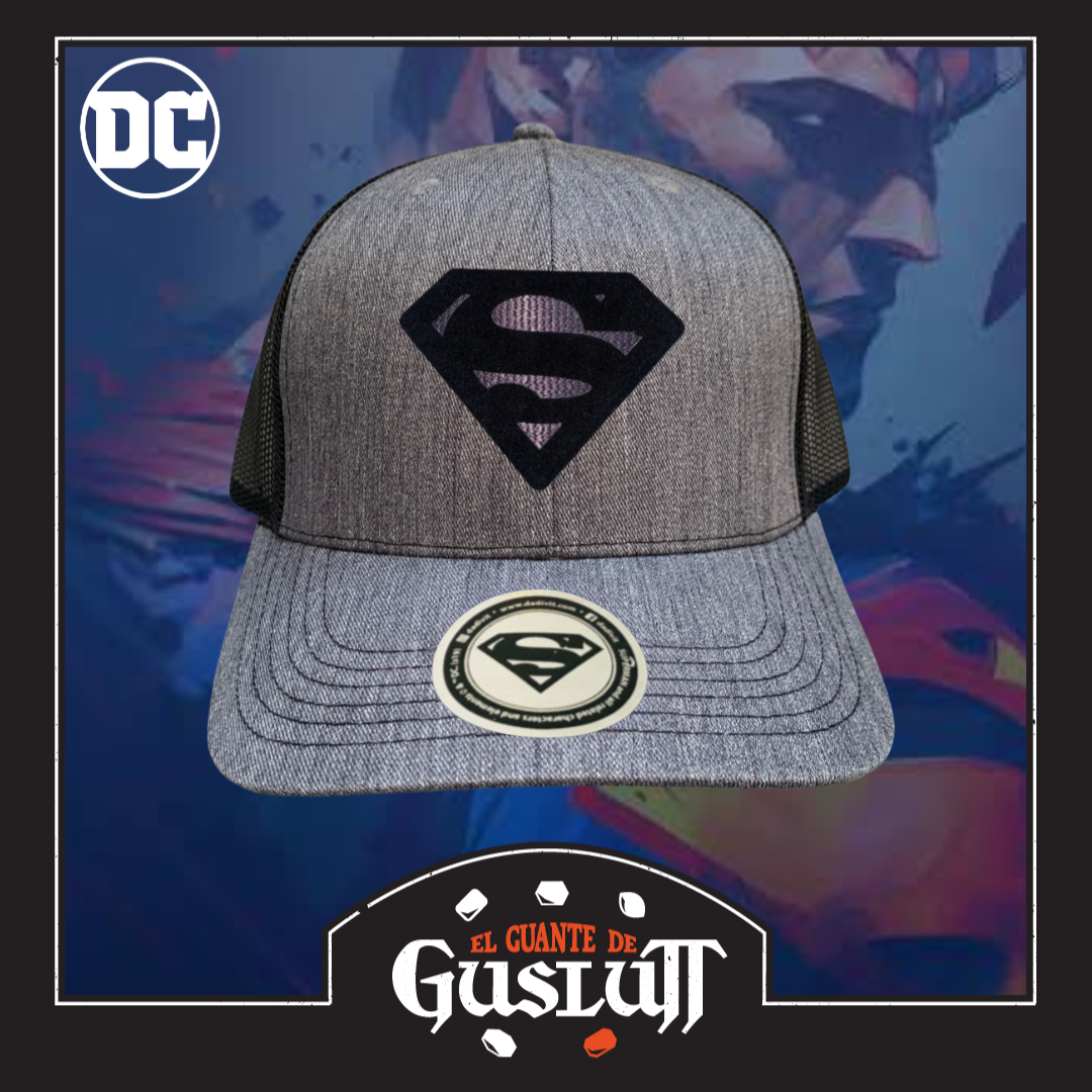 Gorra DC Comics Superman Black Logo Gris/Negra Tipo Trucker Premium