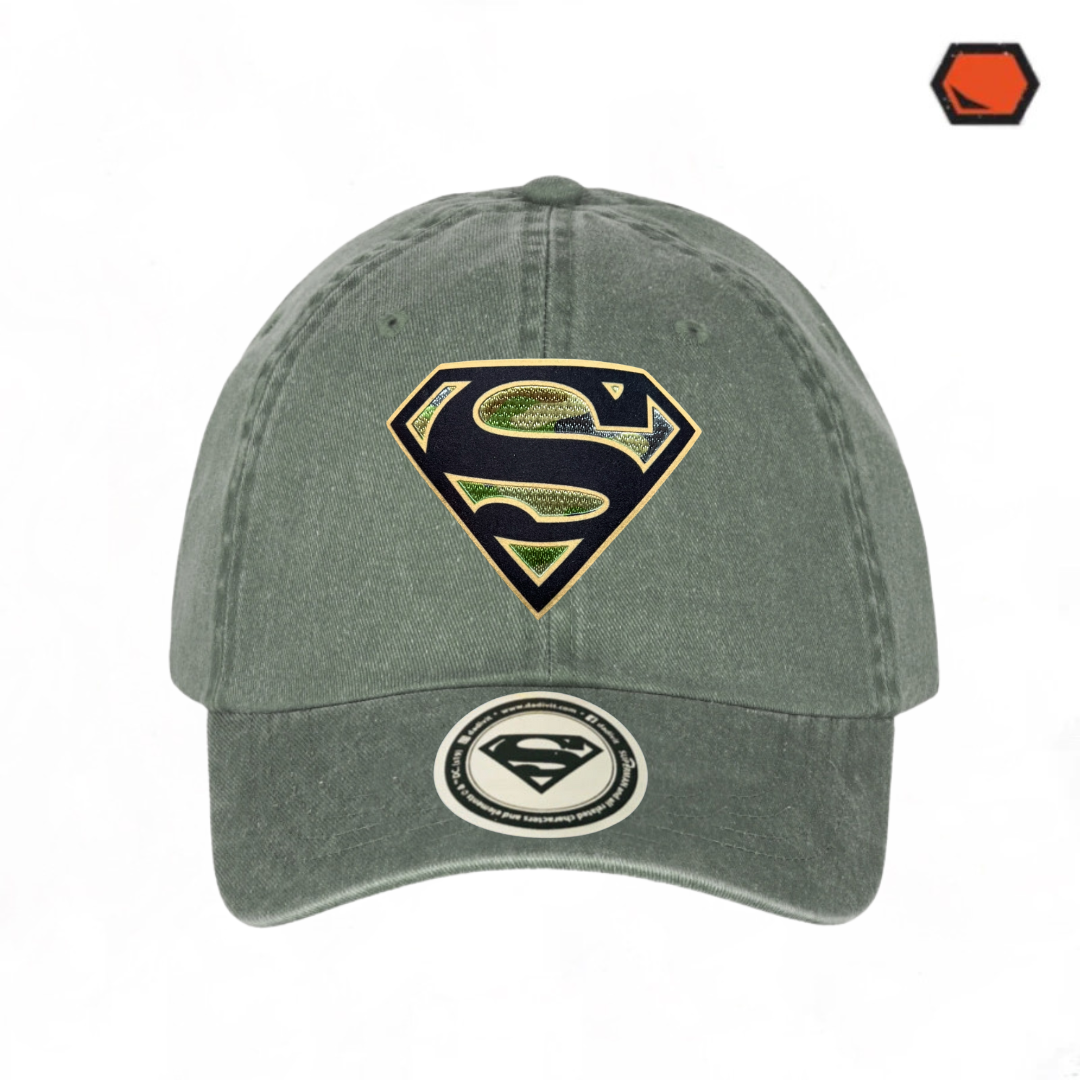 Gorra DC Comics Superman Logo Camo Verde Tipo Deslavada