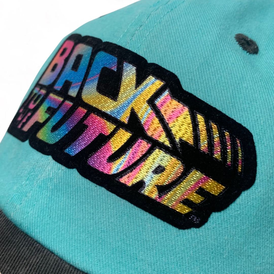 Gorra Back to the Future Logo Clásico Tornasol Menta/Gris Tipo Deslavada