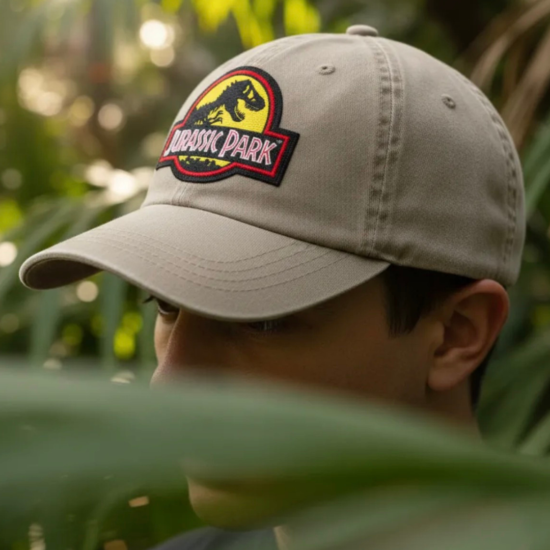 Gorra Jurassic Park Logo Amarillo Tipo Deslavada