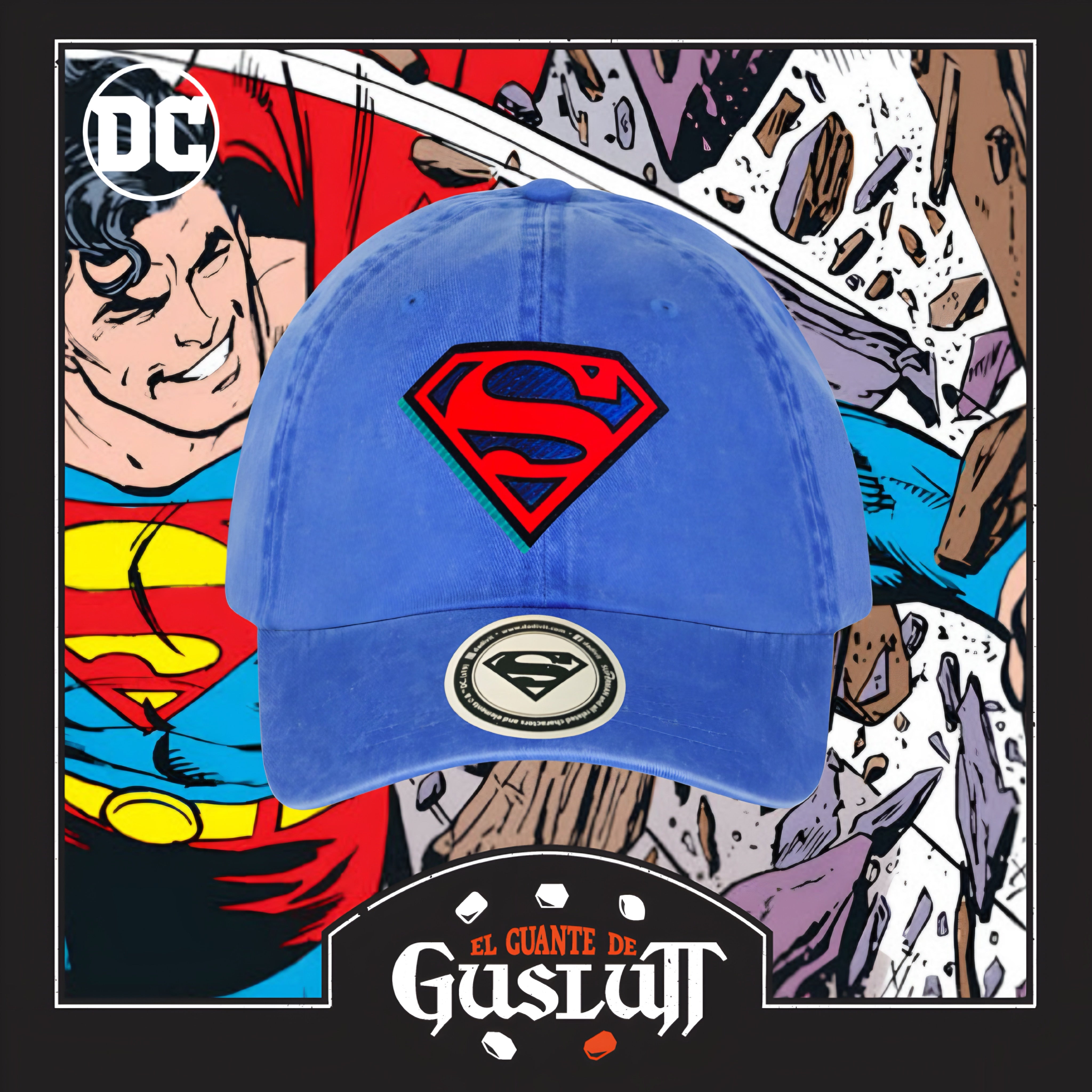 Gorra DC Comics Superman The Man of Steel Azul Royal Tipo Deslavada
