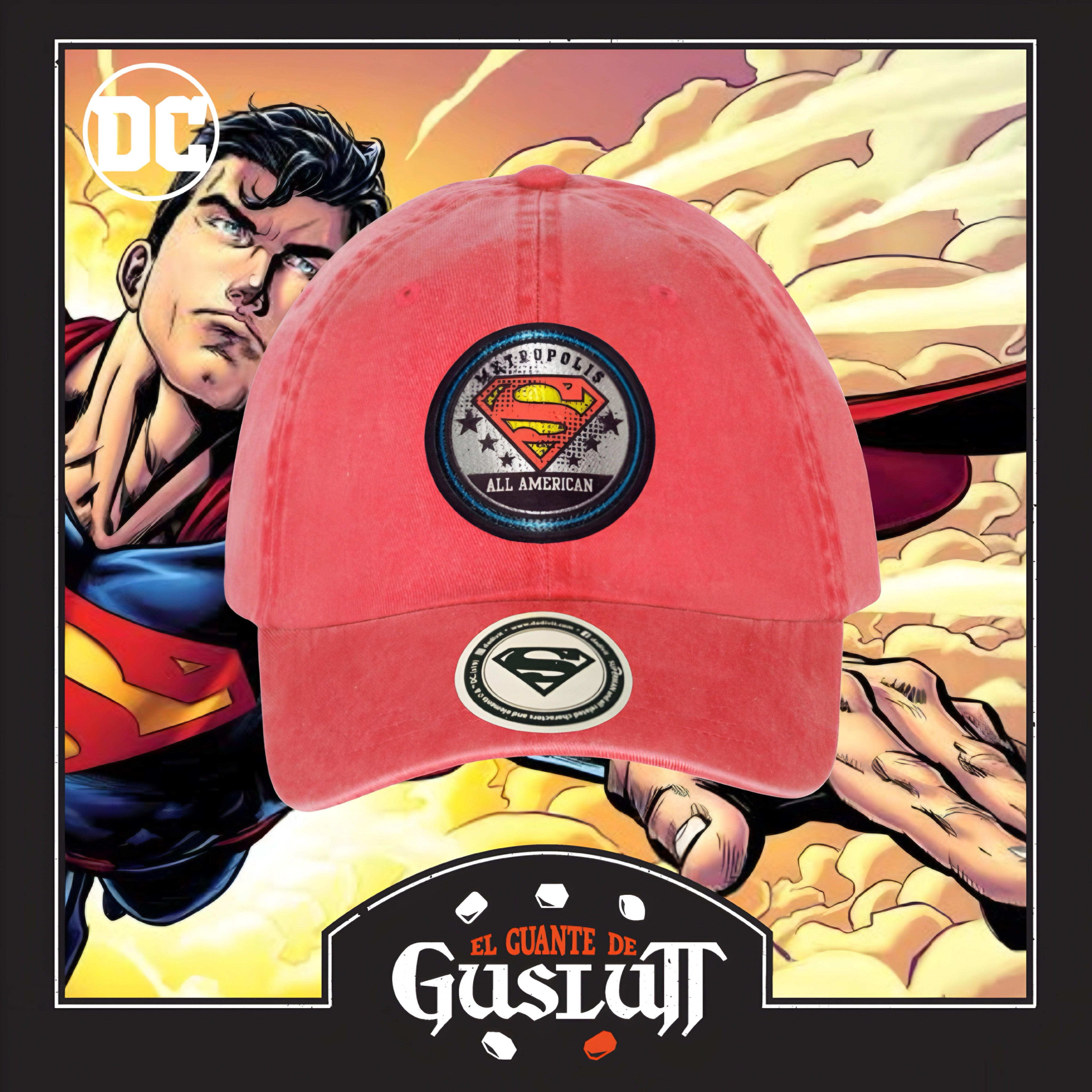 Gorra DC Comics Superman Metropolis All American Roja Tipo Deslavada