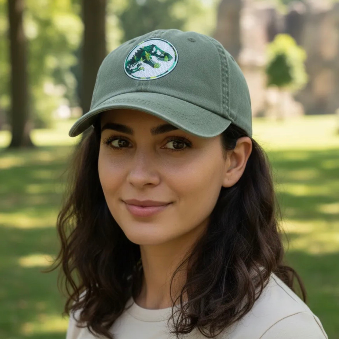 Gorra Jurassic World Logo Jungle Verde Tipo Deslavada