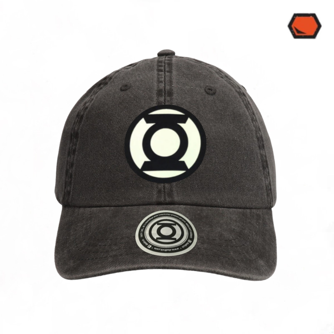 Gorra DC Comics Green Lantern Logo con efecto de brillo en la oscuridad Gris Tipo Deslavada