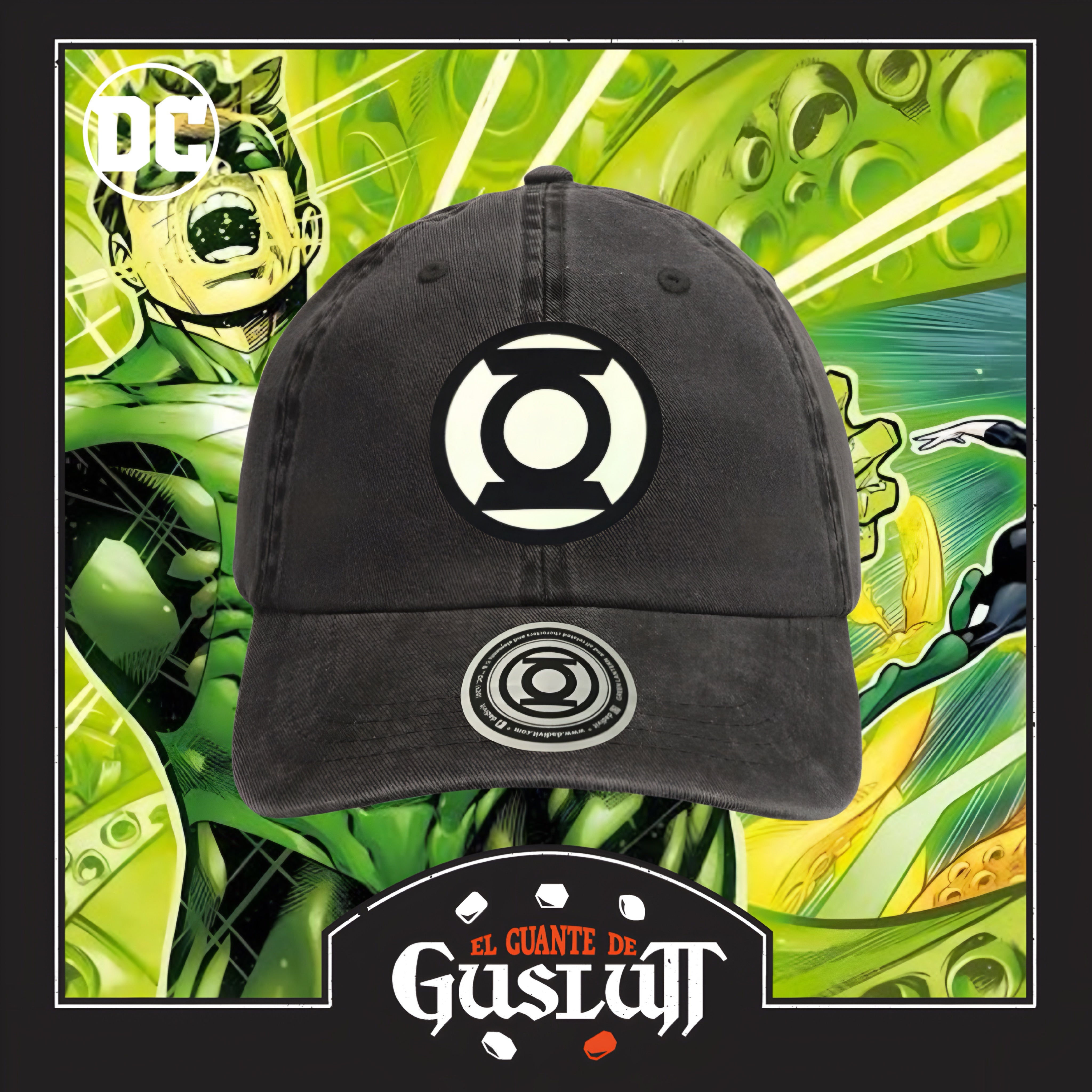 Gorra DC Comics Green Lantern Logo con efecto de brillo en la oscuridad Gris Tipo Deslavada