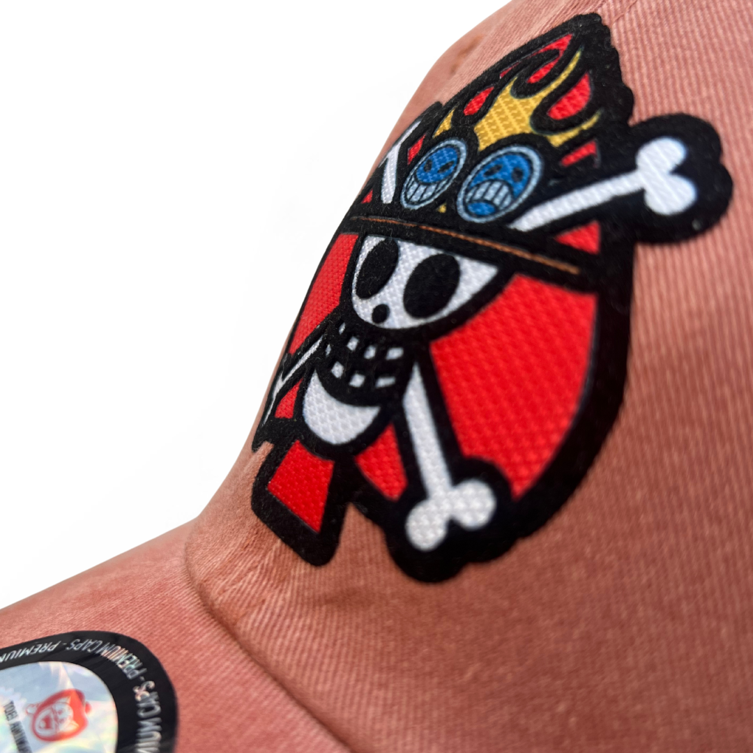 Gorra One Piece Bandera Portgas D. Ace Naranja Tipo Deslavada