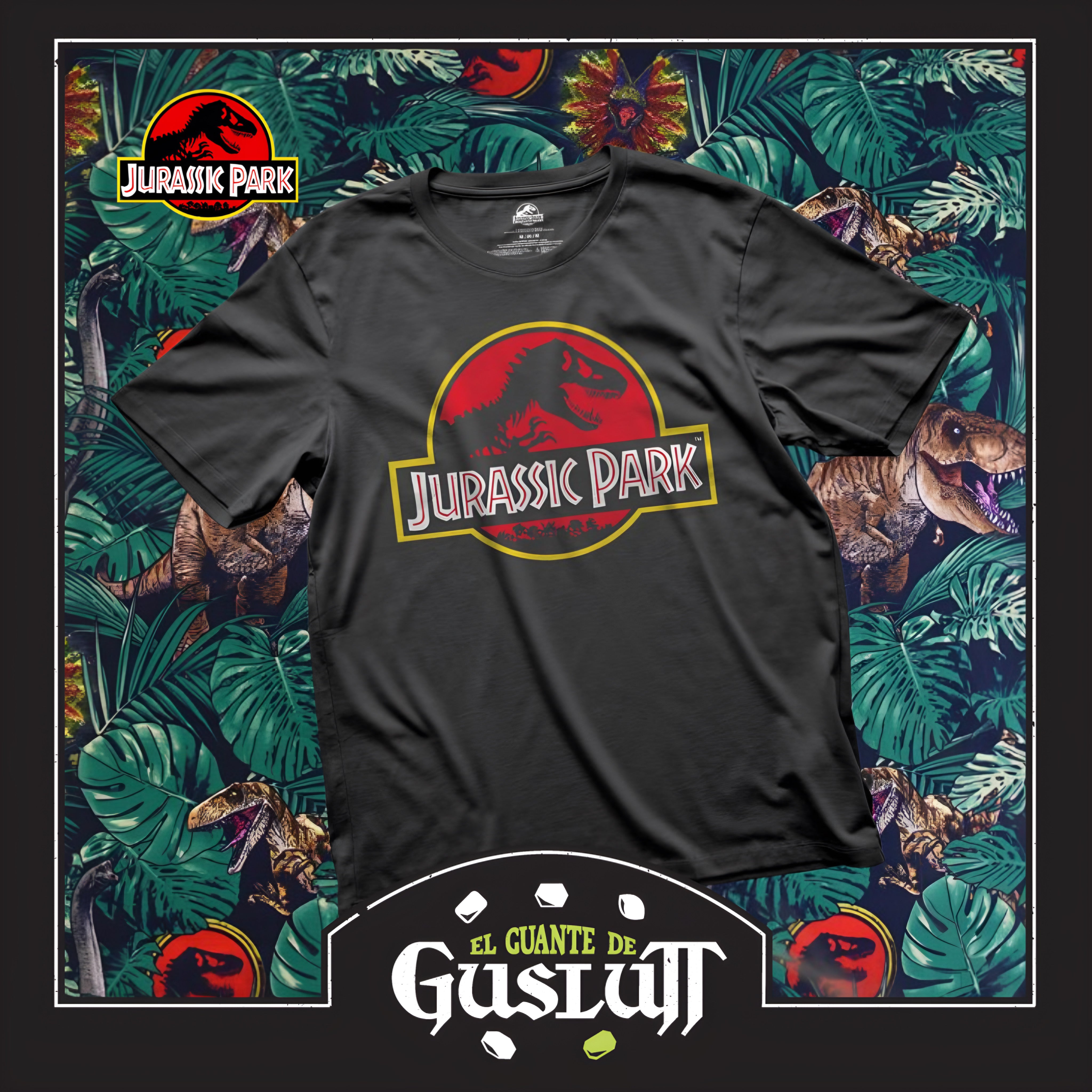 Playera Jurassic Park Logo Rojo Negra