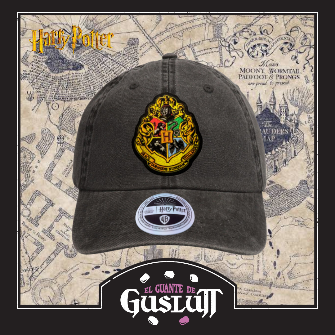 Gorra Harry Potter Emblema Hogwarts Gris Tipo Deslavada