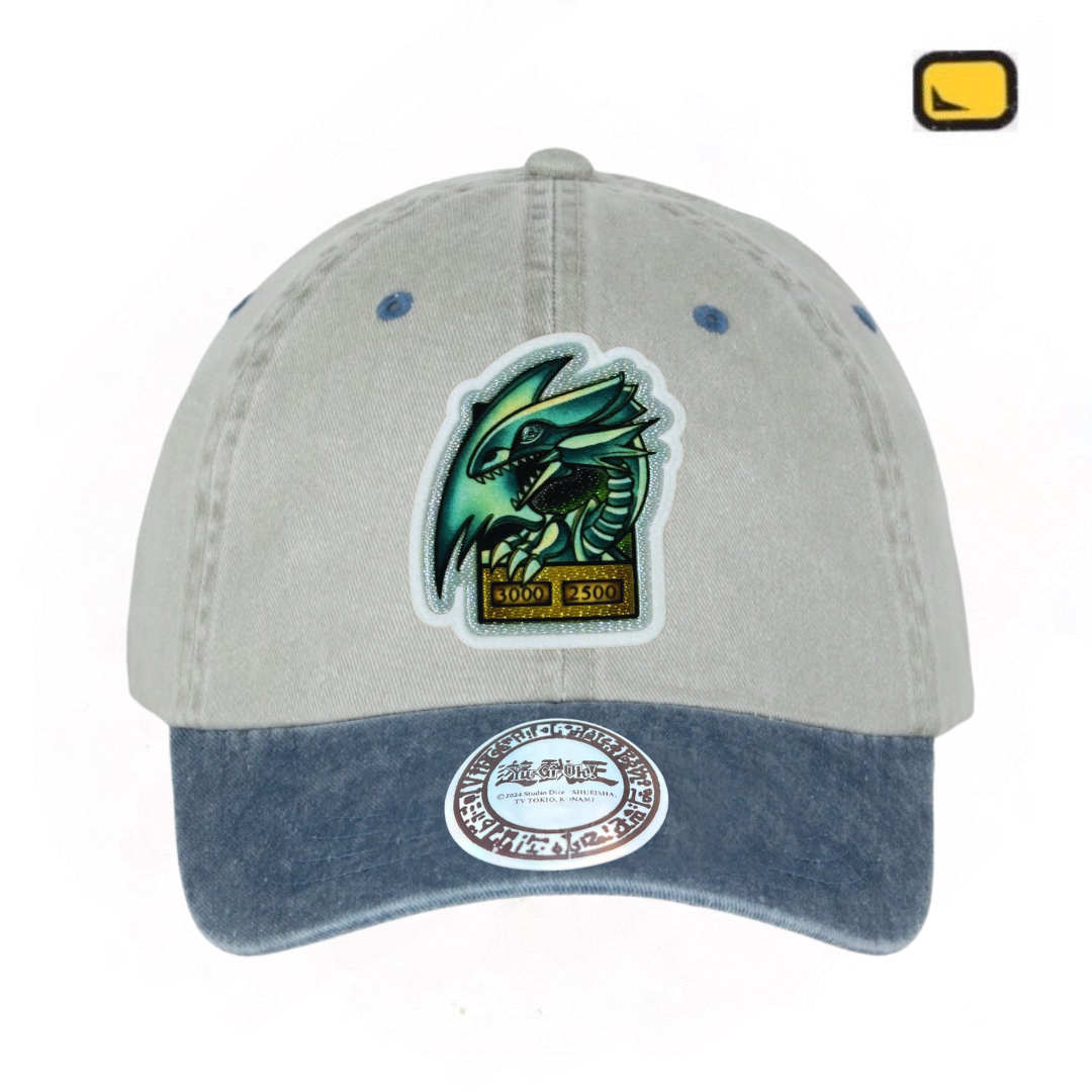 Gorra Yu-Gi-Oh! Dragón Blanco de Ojos Azules Beige/Azul Tipo Deslavada