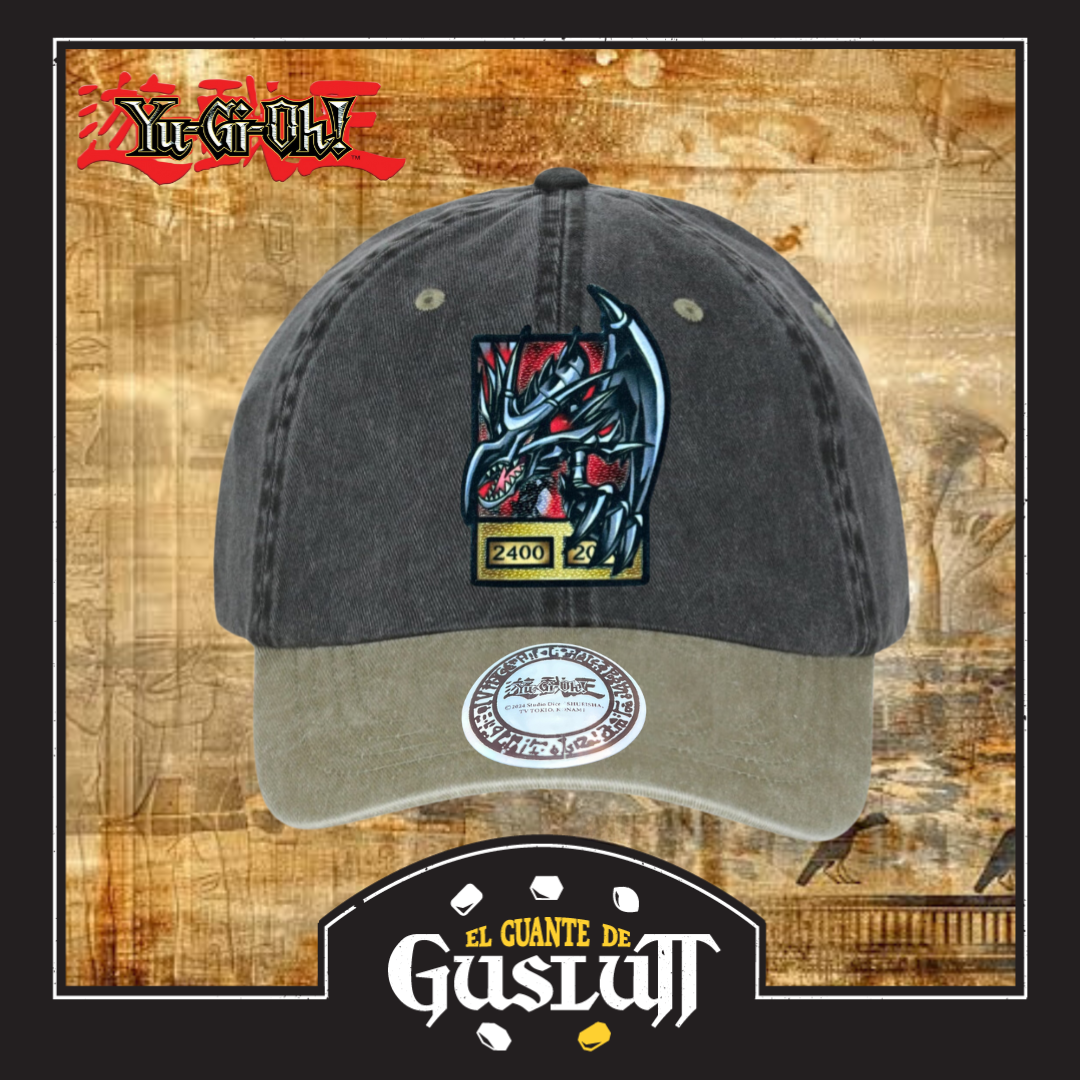Gorra Yu-Gi-Oh! Dragón Negro de Ojos Rojos Gris/Beige Tipo Deslavada