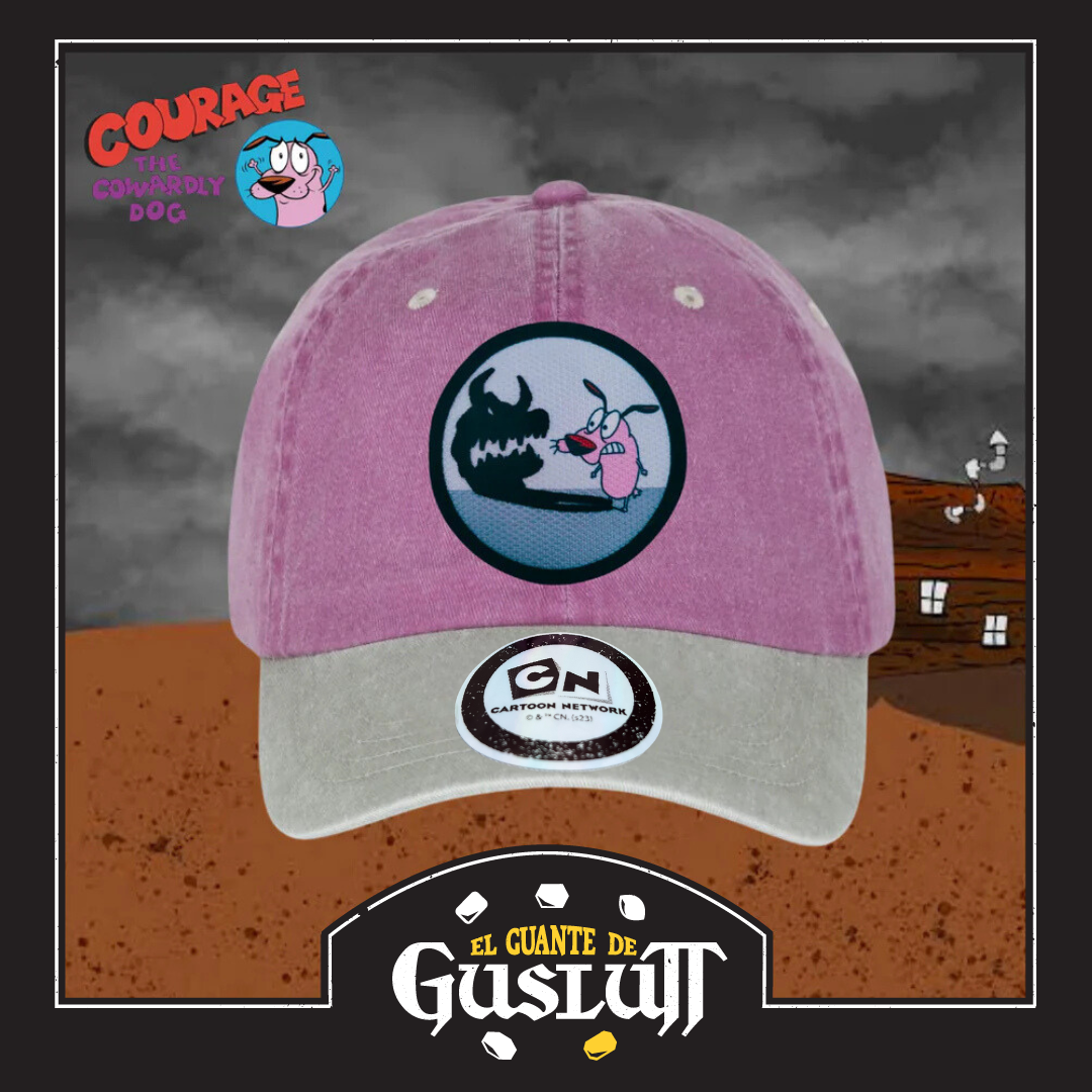 Gorra Cartoon Network Coraje el perro Cobarde Scared Courage Uva/Beige Tipo Deslavada
